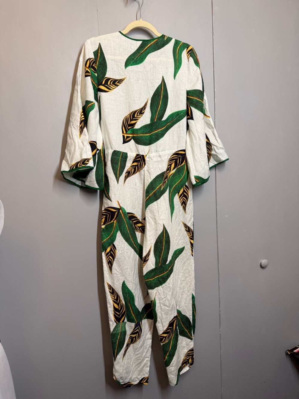 FARM Rio Palm Leaf Wide Leg Linen Jumpsuit - Picture 3 of 7